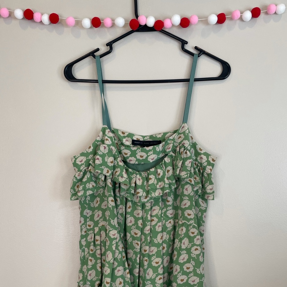 Marc by Marc Jacobs tank top women’s medium m silk floral green - Picture 2 of 6